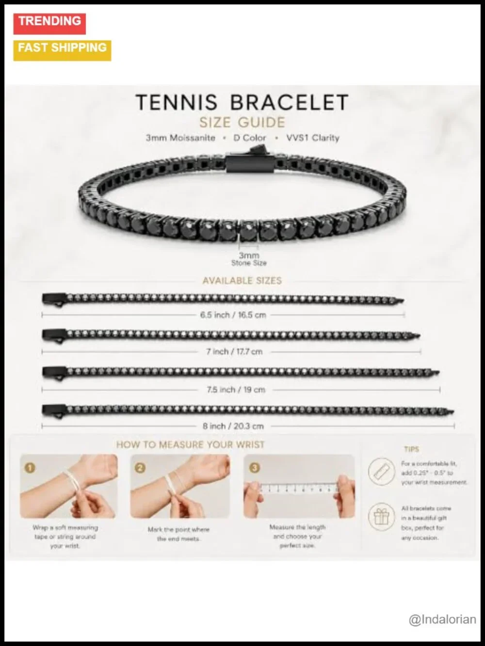 Waterproof Moissanite Tennis Bracelet Unisex Gift